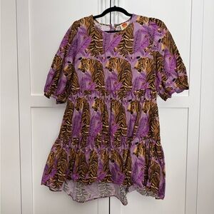 Farm Rio Purple Tiger Print Medium Dress
